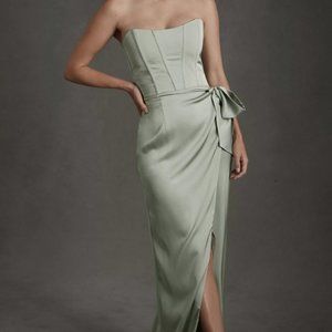 V. Chapman June Corset Front-Slit Gown